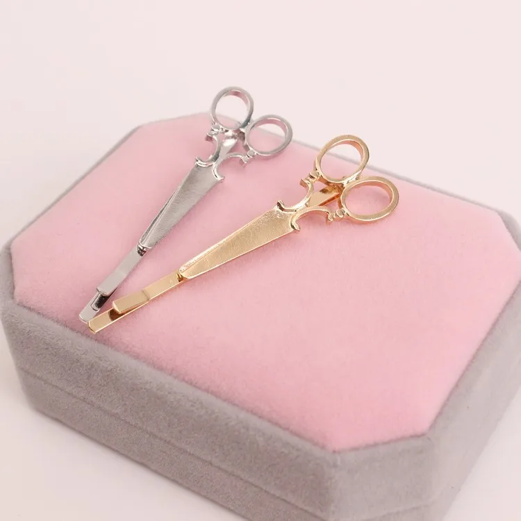 

Fashion Girls Hair Pin Gold Silver Scissors Hair Clip Wholesale Hair Barrettes Shear Clip Accessories 100 pcs/lot, As per picture, silver and gold