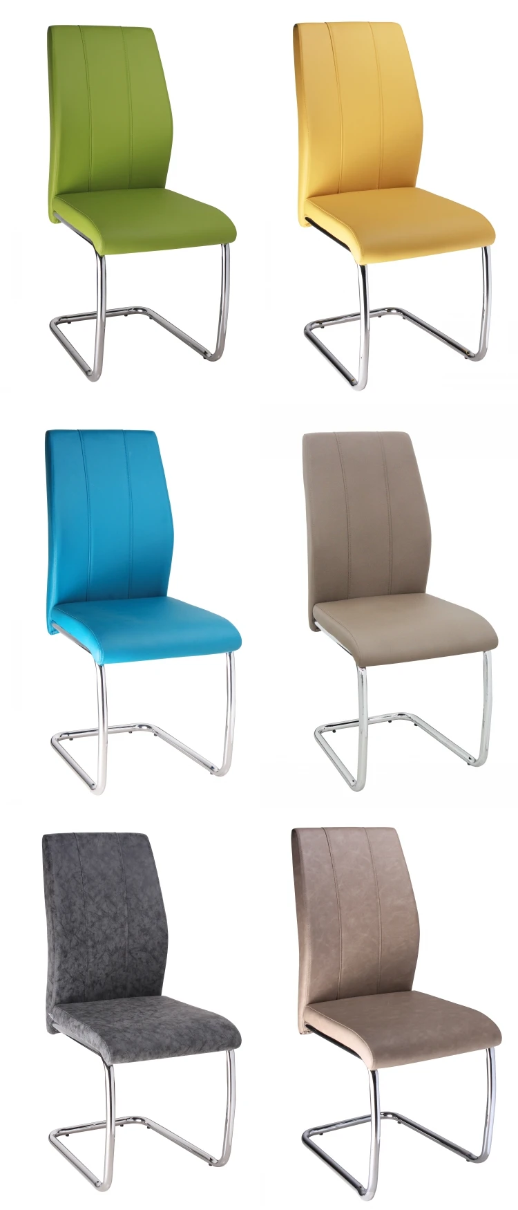 Free sample high quality Chrome Steel Leg PU Leather Dining Chairs
