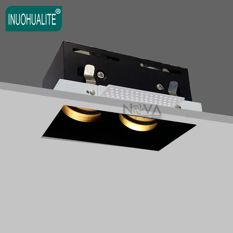 
Recessed dimmable double head trimless spot light mr16 gu10 
