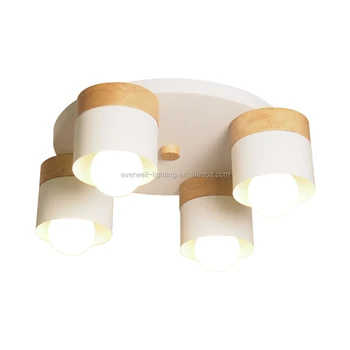 Contemporary Ceiling Light Fixture Customized Ball 3 Heads Wooden