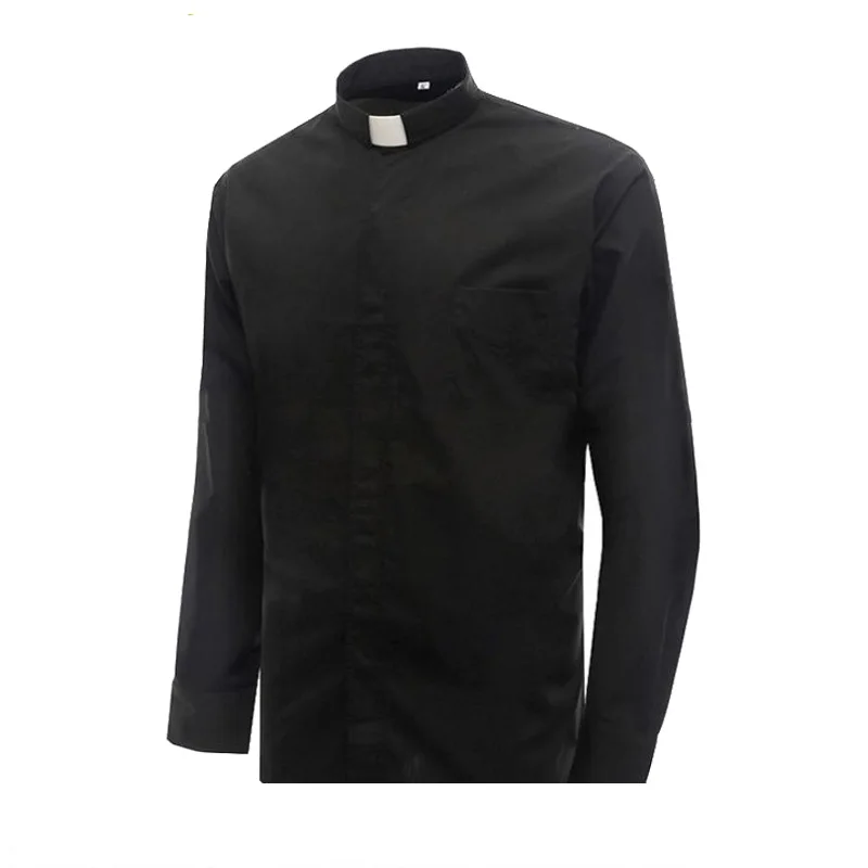 

Black Long Sleeve Tab-Collar Clergy Shirt church uniform church dress