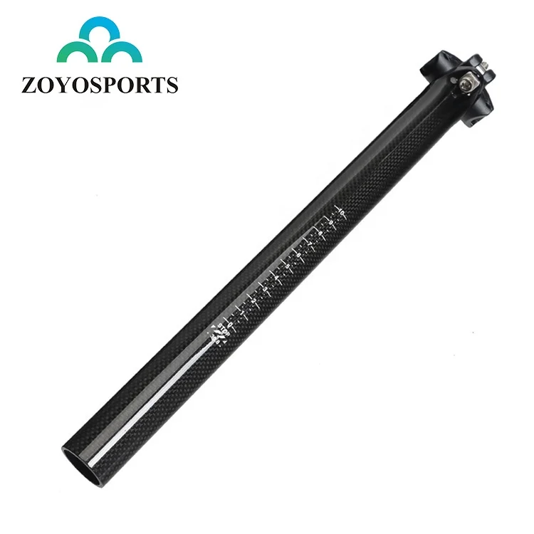 

ZOYOSPORTS High Quality 25.4/27.2/31.6/30.8*350/400mm Mountain Bike Seat Post Carbon Fiber Bicycle Seatpost, Black/ can be customized