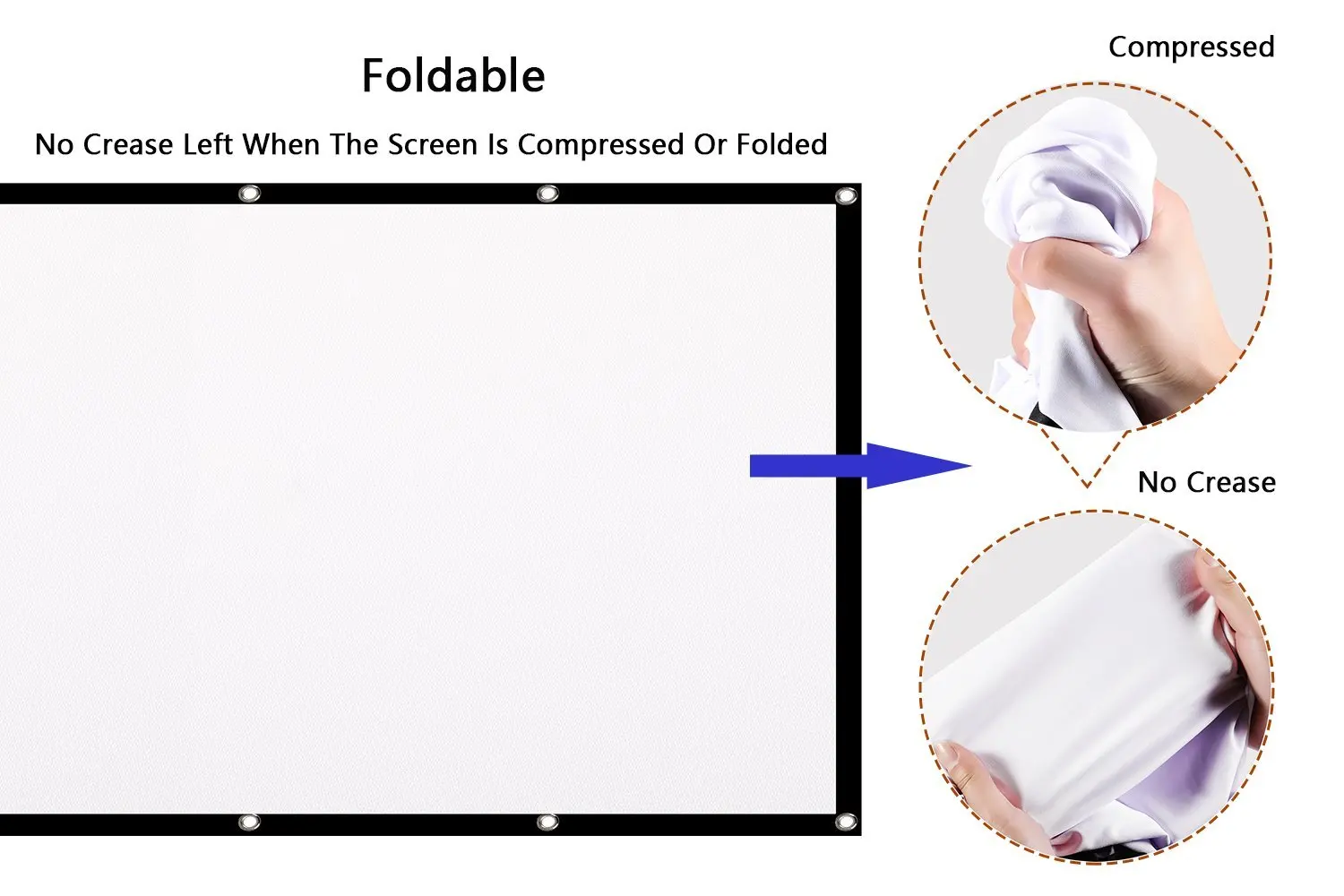 Polyester Projector Screen 120 Inches 16:9 Simple Soft Fabric Projector Screen Portable Foldable