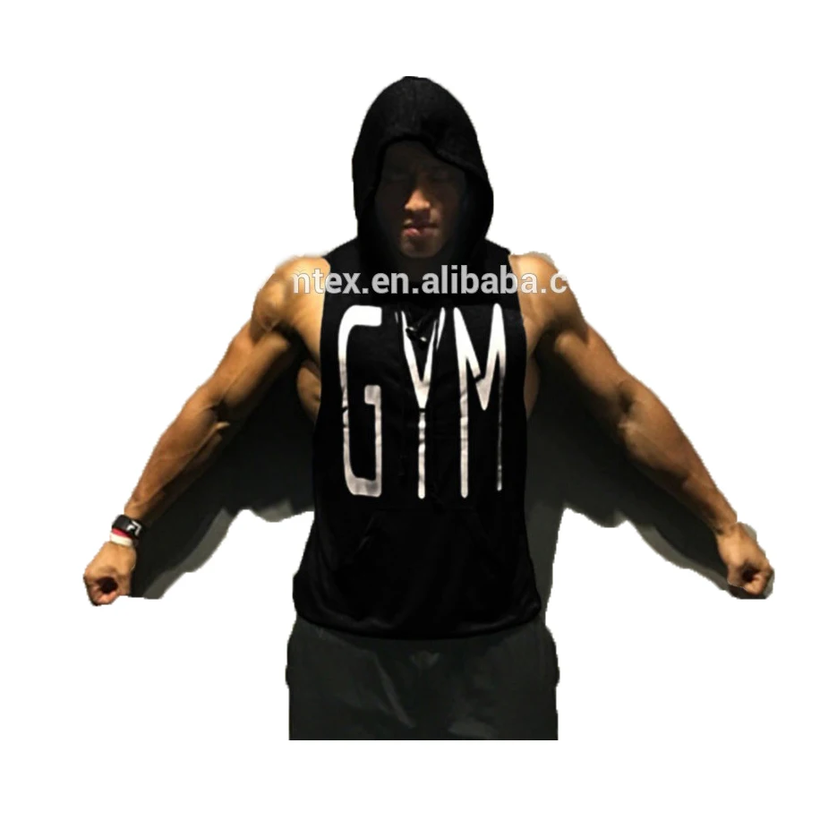 

High quality custom logo design print gym stringer tank sleeveless hoodies