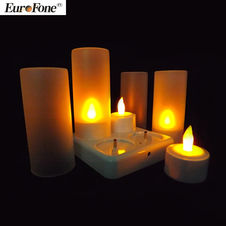 LED Flickering Candles Rechargeable Set of 4 Candles Lights