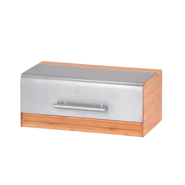 Modern Kitchen Wooden Metal Bread Box Pastry Storage Bread Bin