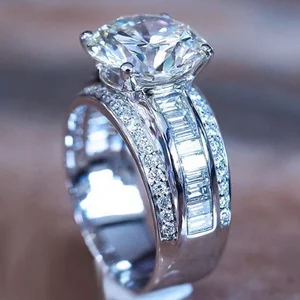 Caoshi China Brand Jewelry Latest Silver Ring Design Big AAA Cubic Zircon Silver Ring Designs For Girl