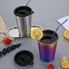 500ML Stainless Steel Cup 16oz Tumbler Pint Glasses 18/8 Metal Water Mug Durable Kitchenware Outdoor Camping Travel Mugs