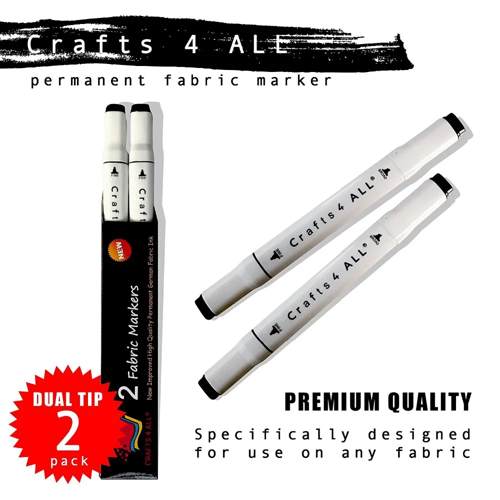 Permanent Fabric Marker Laundry Marker Non Bleed Dual Tip 2 Pack