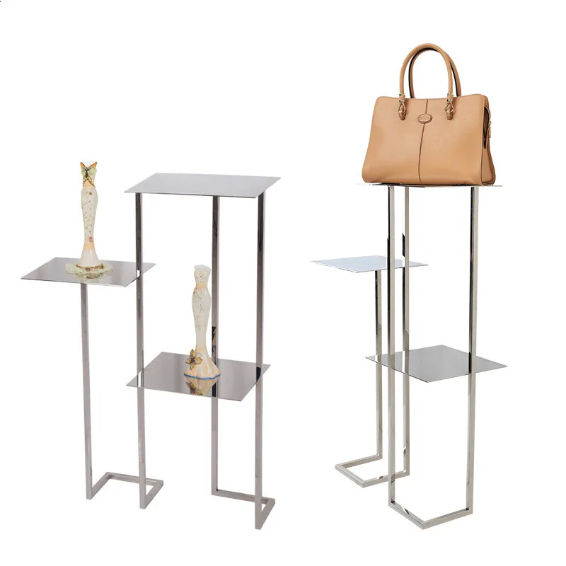 Polished Gold Metal Shoe Display Stands,Retail Shoe Store Display Racks