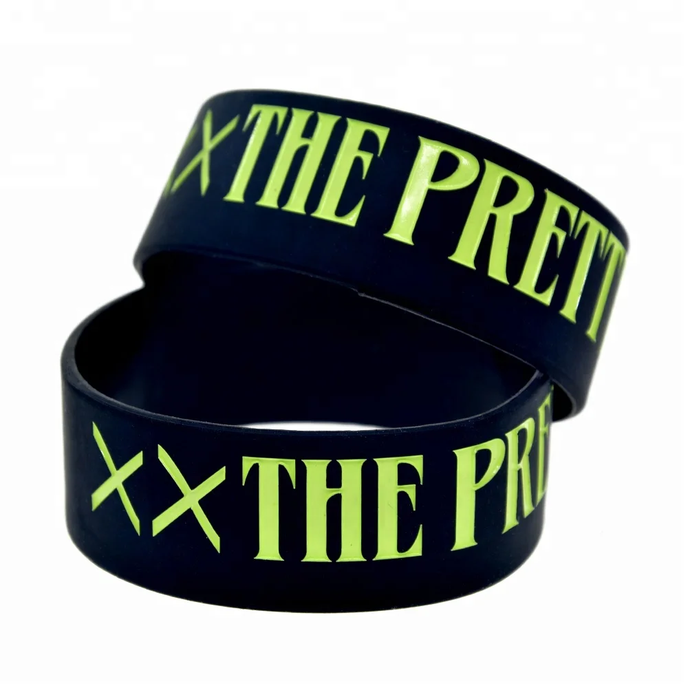 

25PCS 1 Inch Wide The Pretty Reckless Silicone Wristband for Music Fans, Black