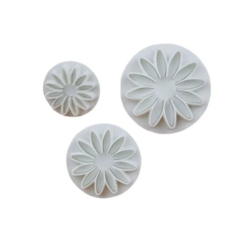 

Lixsun 3Pcs/Set SugarCraft Sunflow Plastic Plunger Cake Decor Cutter Tool Fondant Cake Decorating, White