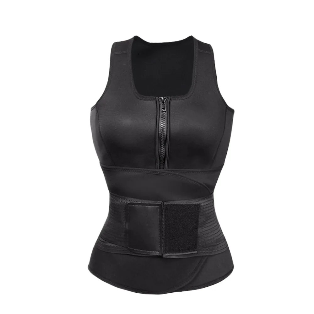 

Shaper Neoprene Sauna Vest Black Slimming Waist Trainer Workout Shapewear Adjustable, As shown;sweat belt corset