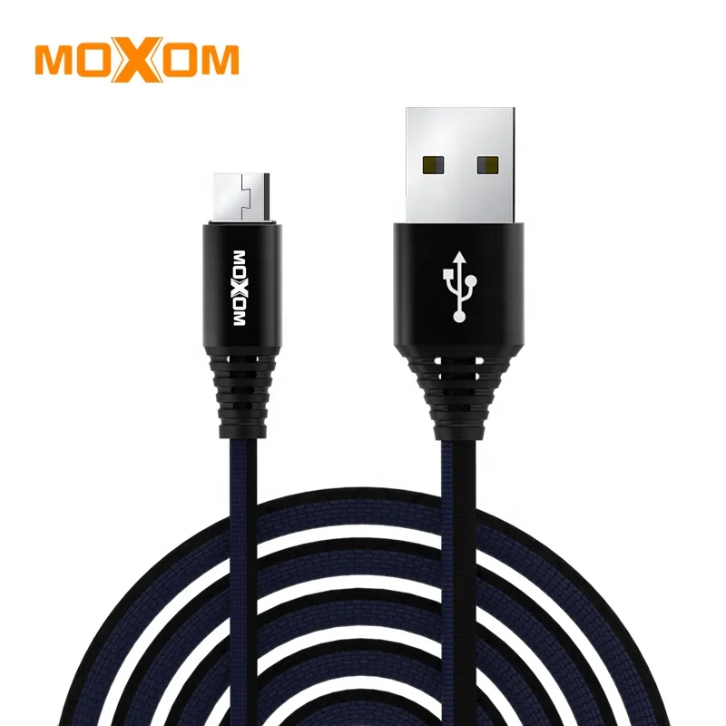 

MOXOM Fast Charging Mobile Phone Cable Type C High quality 2.4A TPE Nylon Material Cable, Blue / brown