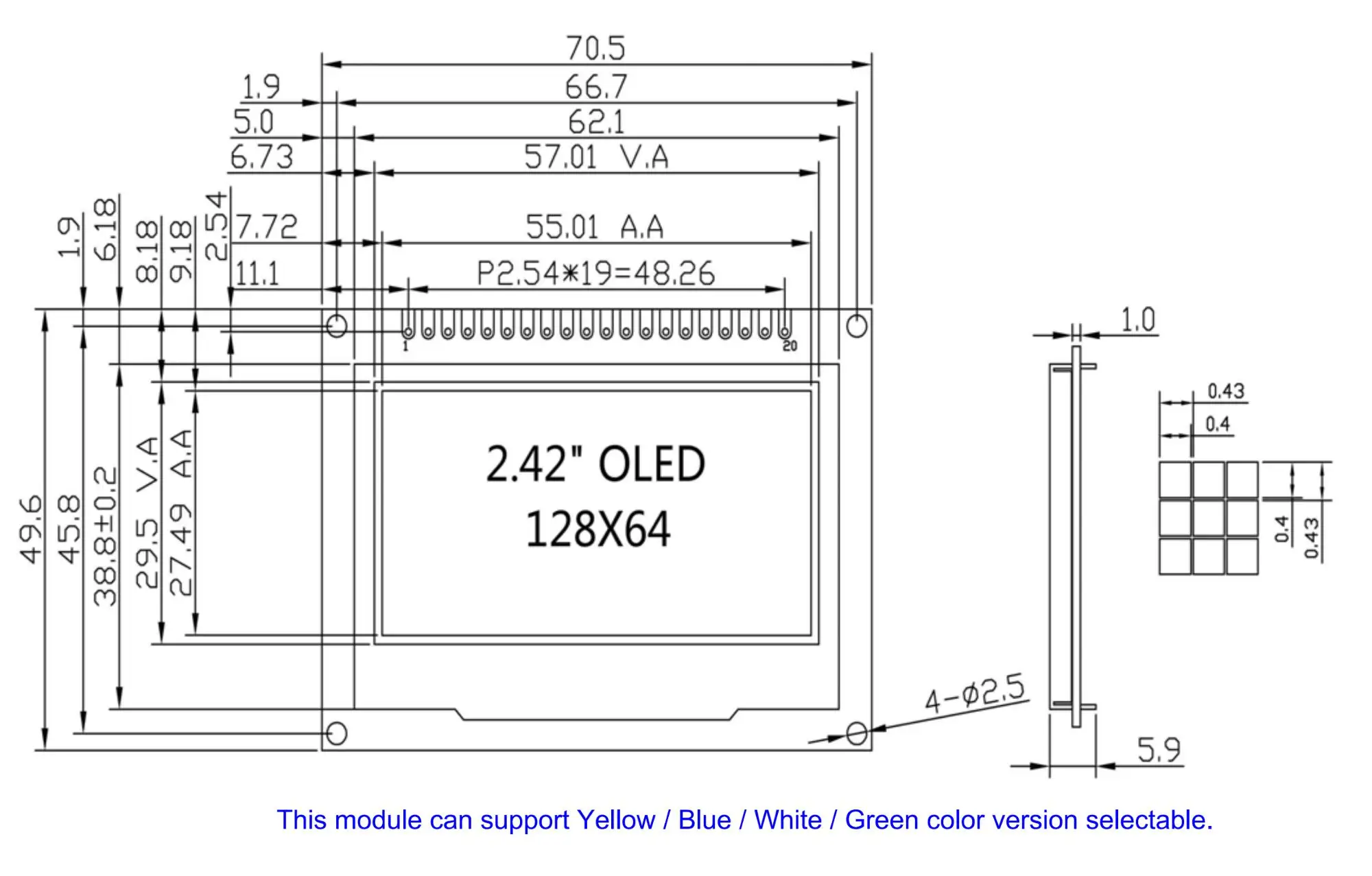 Oled дисплей схема подключения