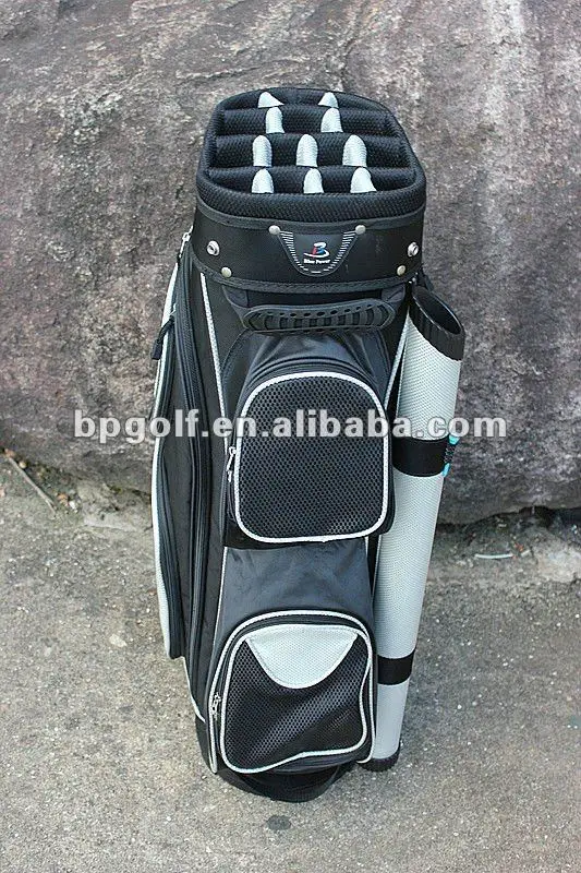 Custom made black color golf cart bag with putter tube and waterproof