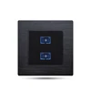 FIKO Black aluminum wall of type 86 concealed double network fiber socket two position fiber panel computer SC fiber socket