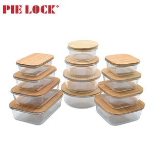 Image of 24set glass food container storage with bamboo lid glass meal prep container