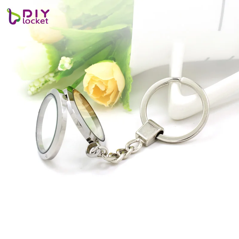 
Wholesale Round Stainless Steel Locket Keychain for Floating Charm 