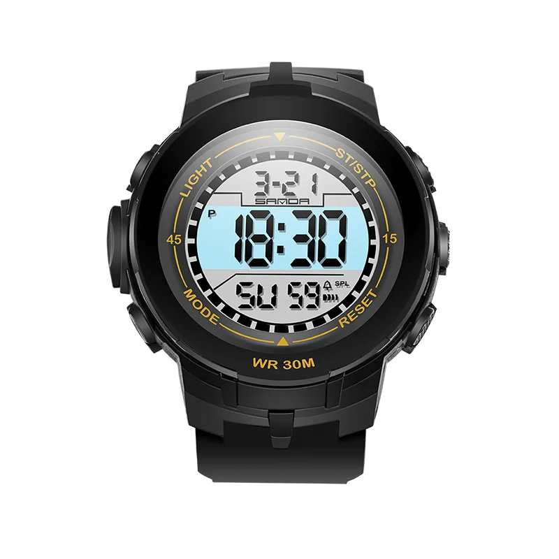

WJ-7542 Sanda Fashion Business Multifunctional Digital LED Night light Waterproof Swimming Sports Men's Electronic Watch, Mix