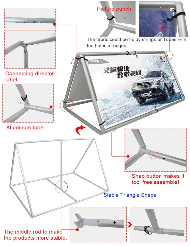 Aluminum Outdoor Promotional Triangle Display Stand,Aluminum Display
