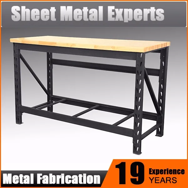 Best Price Wood Top And Steel Frame Heavy Duty Metal Garage Workbench 