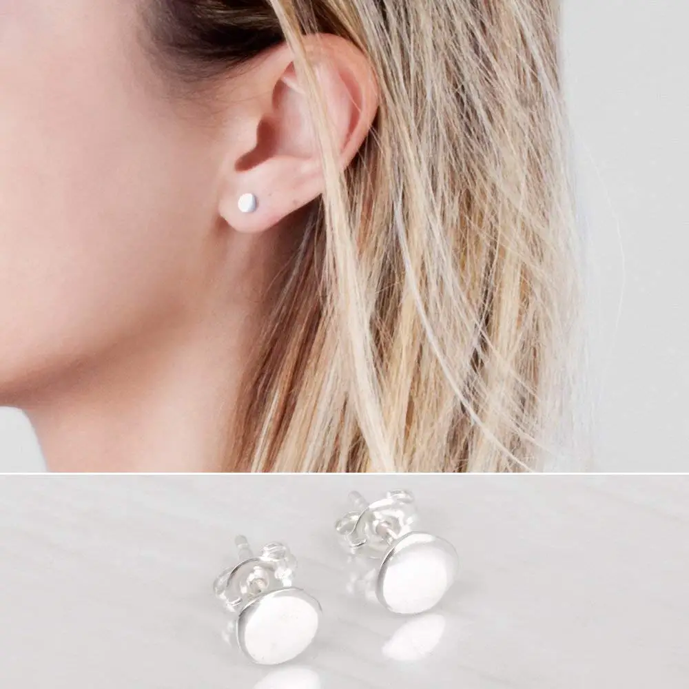flat silver stud earrings