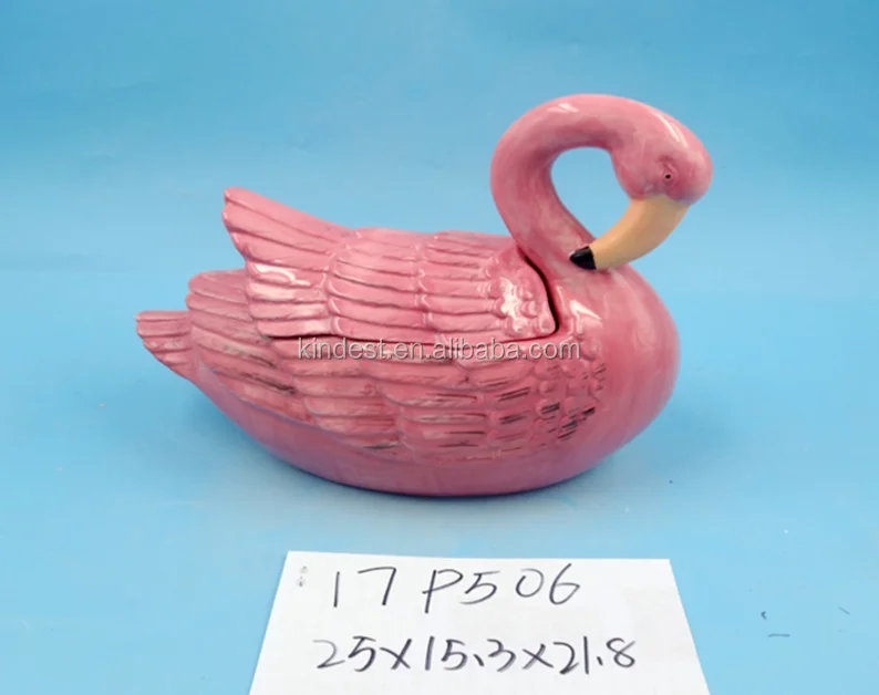 Pink Flamingo Ceramic Cookie Jar Pink,Custom Animal Design Ceramic