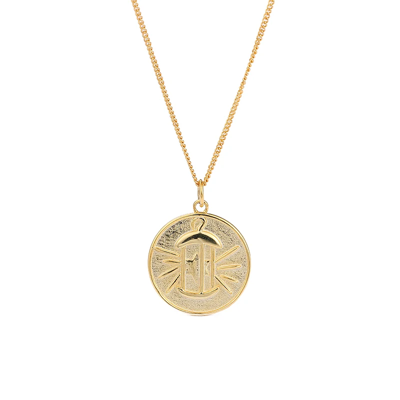 

Fashion Minimalist Jewelry 18K gold Coins pendant 925 sterling silver necklace for womens A1423