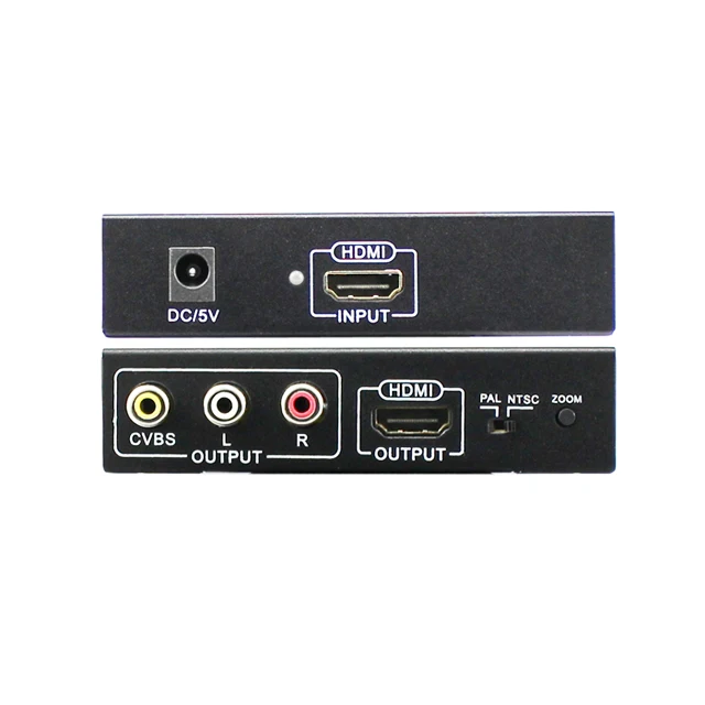 

HDMI to AV converter or HDMI to HDMI adapter with L/R chanel auto scaler NTSC PAL 1080P 720P switch button