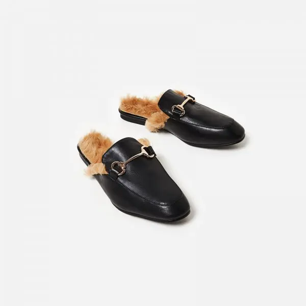 faux leather mules