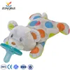 Low MOQ newborn stuffed plush colourful toy teddy bear teething pacifier safe stuffed plush baby pacifier soother