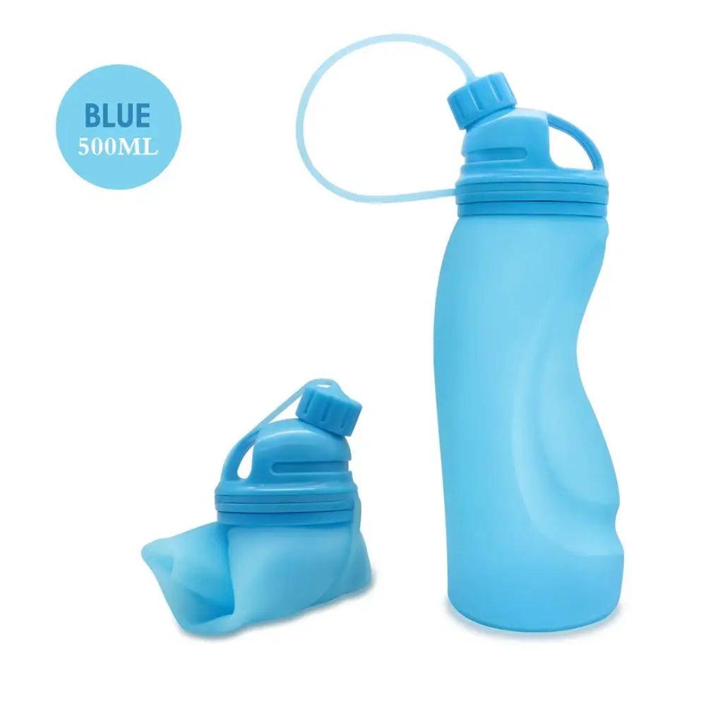 
500ml Folder Silicone Leak proof Water Bottle for Outdoor Sport Camping Travel 