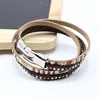 Fancylove jewelry wide wrap bangle charm mix color leather bracelet women