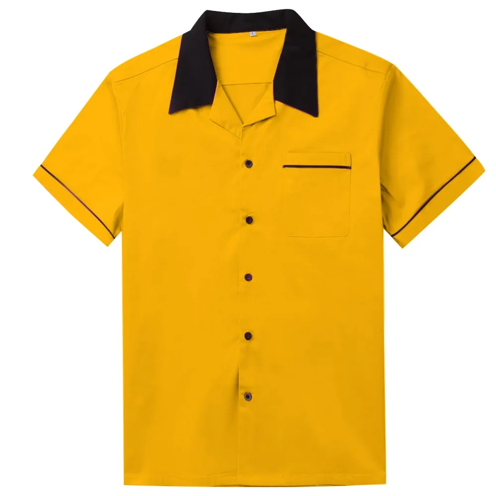 Latest Cotton Shirt Designs Yellow Button Down Collar Pocket Sport ...