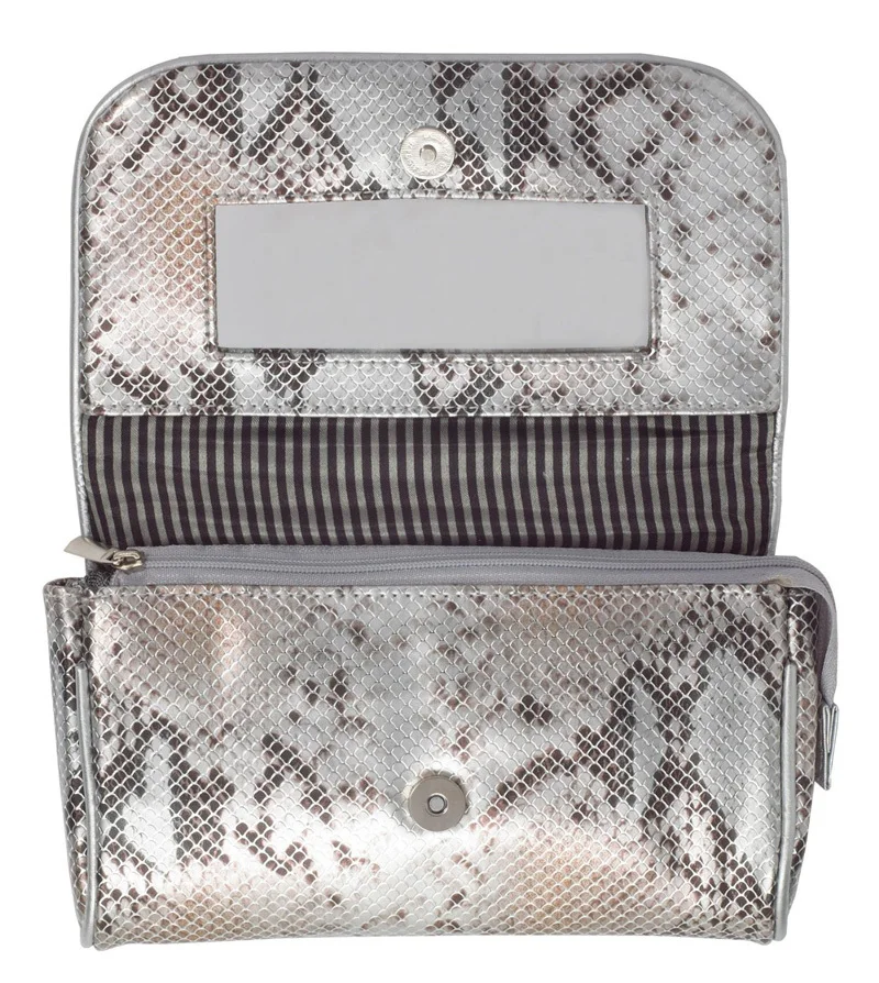 small makeup bag with mirror in flap