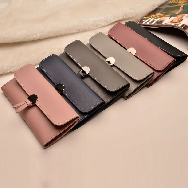 

Good Quality Tri-fold Wallets Slim Woman Long Lady PU Leather Wallet, Many colors