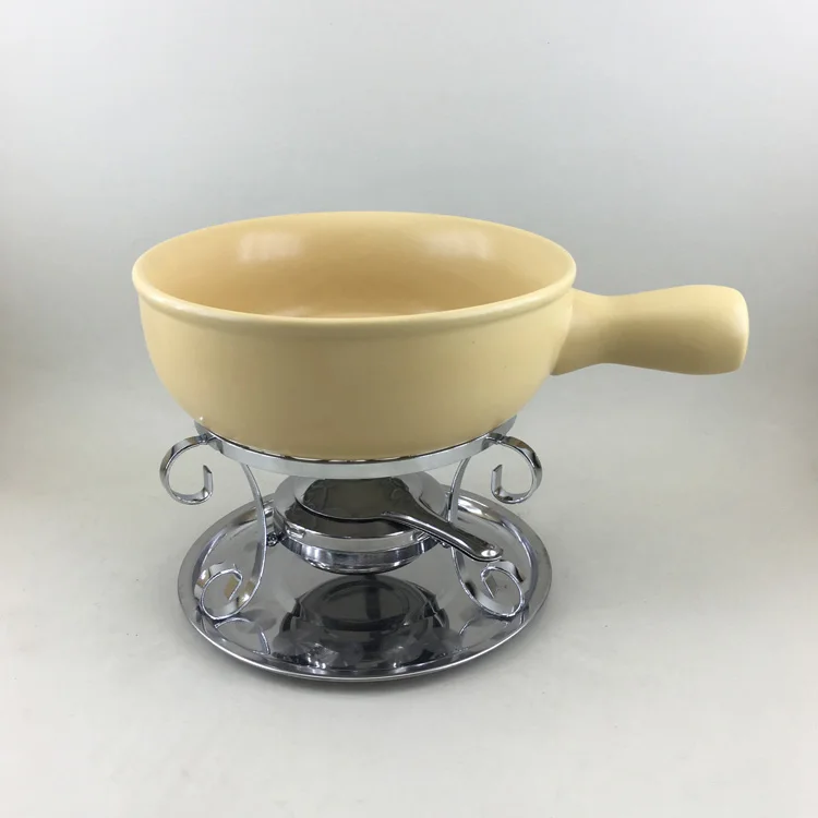 French Style Heat Resistant Western Hotel Ceramic Sterno White Fondue