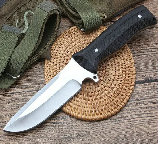 

G10 Handle Fixed Blade Knife Tactical Outdoor Knives with Nylon sheath Satin Surface Jungle Tools Dropshipping 2363