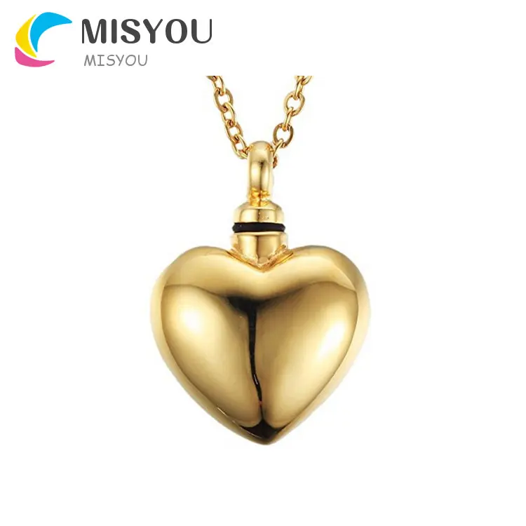

High Polish Engravable Blank Love Heart Pendant Stainless Steel Ashes Keepsake Urn Necklace for Ashes Cremation Jewelry, Rose gold