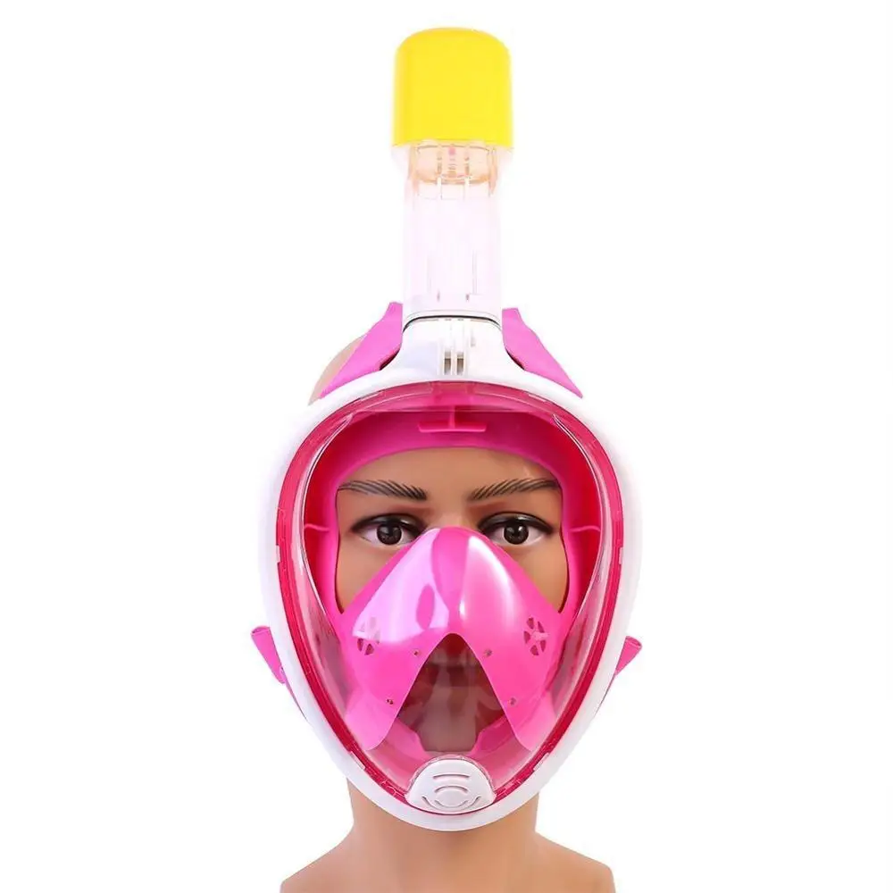 

Swimming&diving180 Degree Panoramic Anti-fog&Anti-leak Silicone full face mask diving snorkel set mask for diving, Blue/black/pink