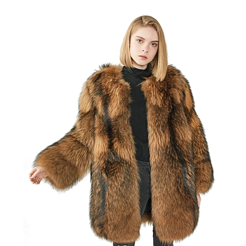 

Mao Mao Fur Professional Lovely Genuine Raccoon Jacket Full Fur Coat Made in China, As picture or customed
