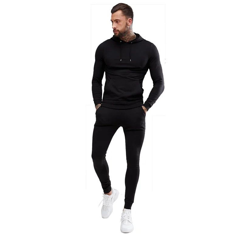 Custom Polyester Mens Sportswear Slim Fit Plain Tracksuit