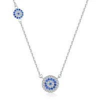 

fashion european design 925 sterling silver turkey evil blue eye zircon necklace for women