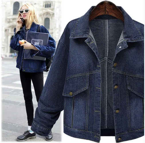 

2018 Plus size women jacket Europe States wind autumn and winter new fashion long-sleeved denim jacket tops, Blue