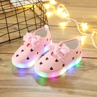 

Korea bow girls light up shoes kids sneakers with lights