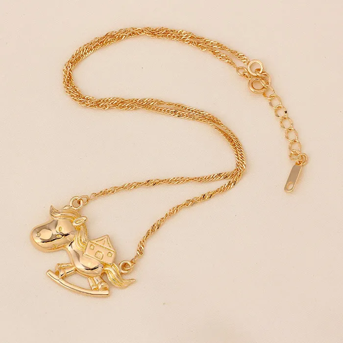 

Latest design fashion 18k gold color horse pendant necklace