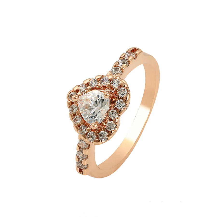 

16194 Xuping new arrival heart shaped design zircons rose gold engagement ring jewelry