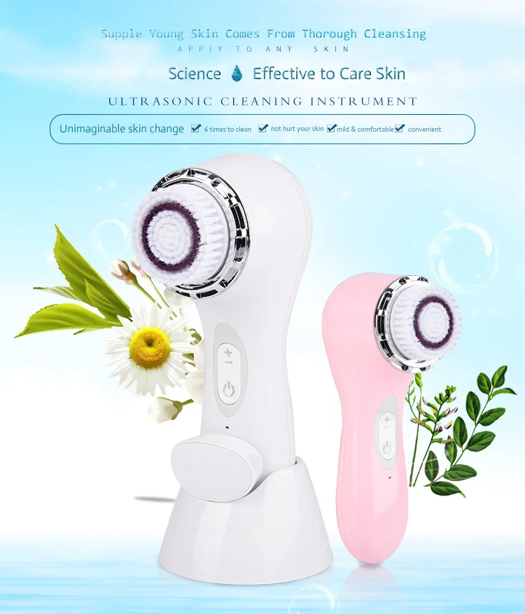 

private label support skineat waterproof electric sonic electric facial brush beauty products for women, White