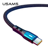 

USAMS U27 Nylon Braided Type C LED Breathing 5A Super Fast Charge USB Data Cable